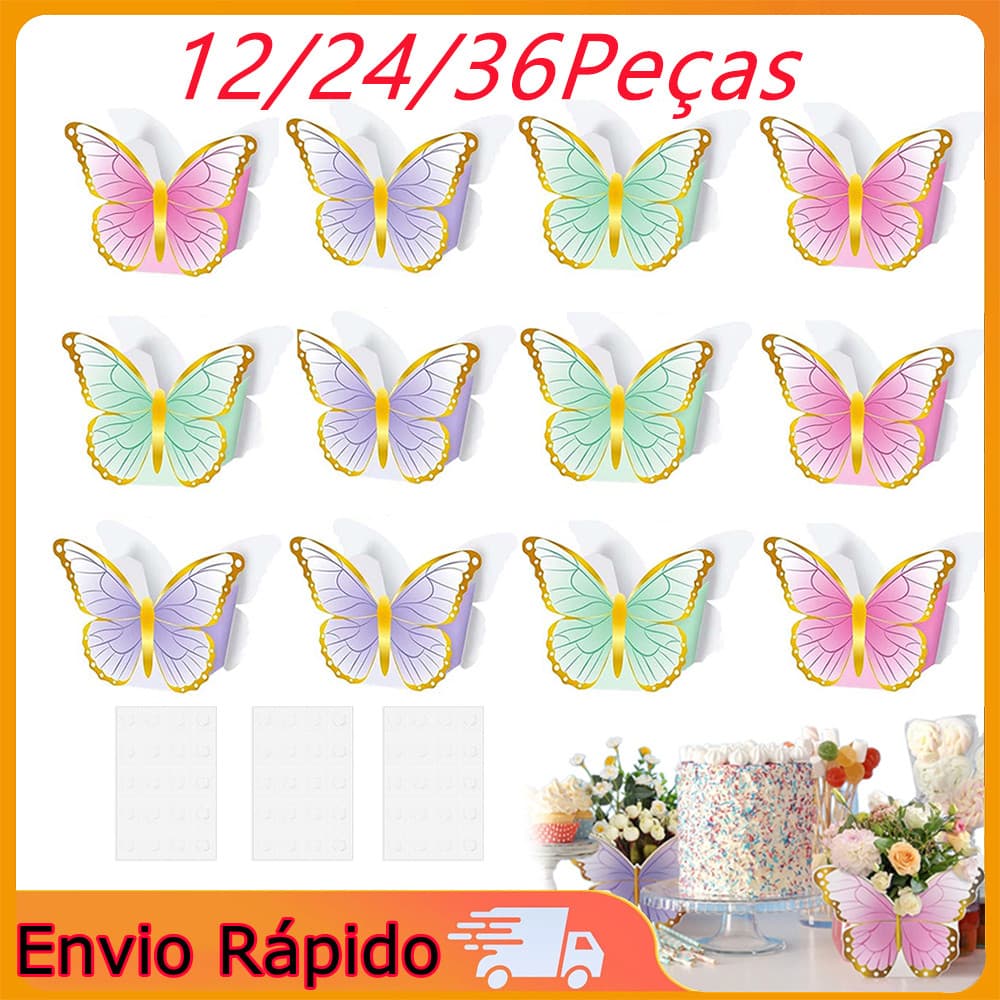 Conjunto de 12 peças borboleta funil mesa centro decoração conjunto caixa de presente