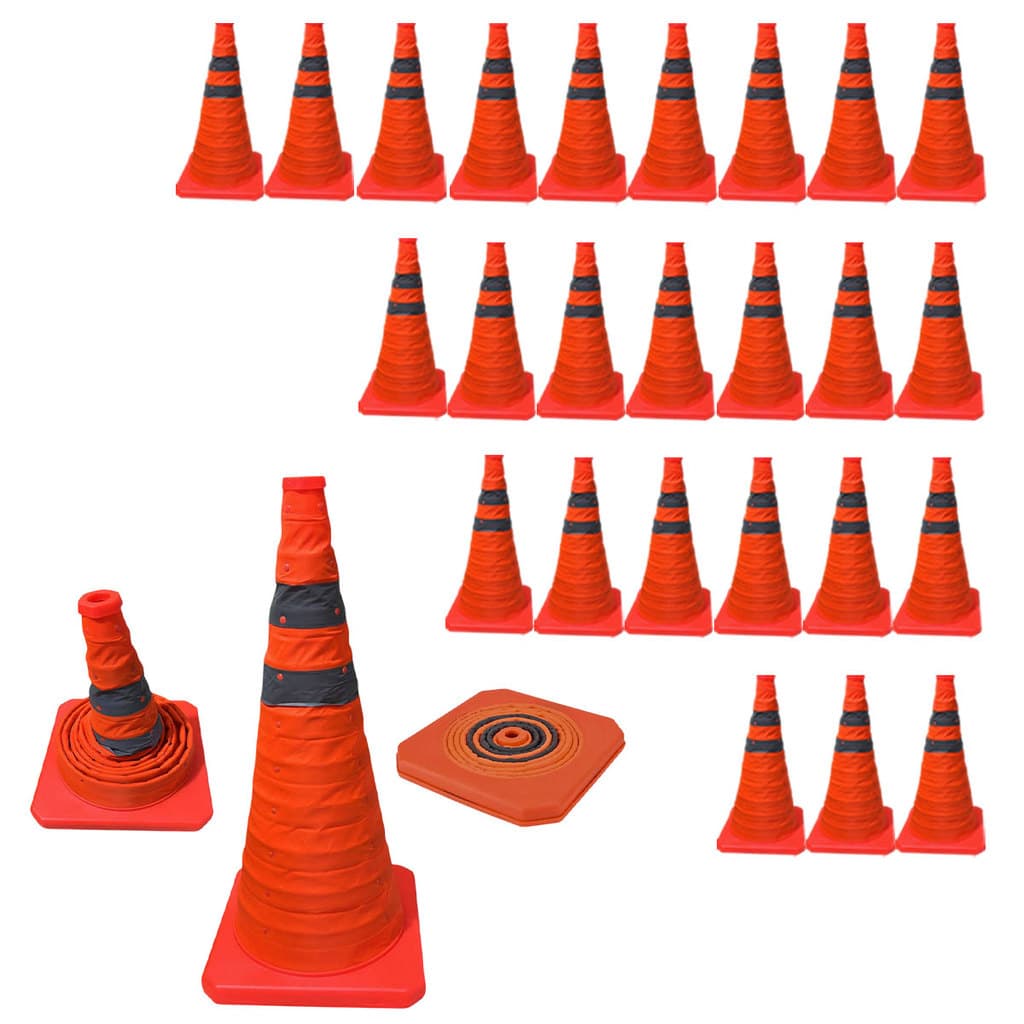 Cone Retratil Kit 25 Uni Sinalizaçao Portatil Dobravel Estrada Rodovia Emergencia Flexivo Obra Balizador Segurança