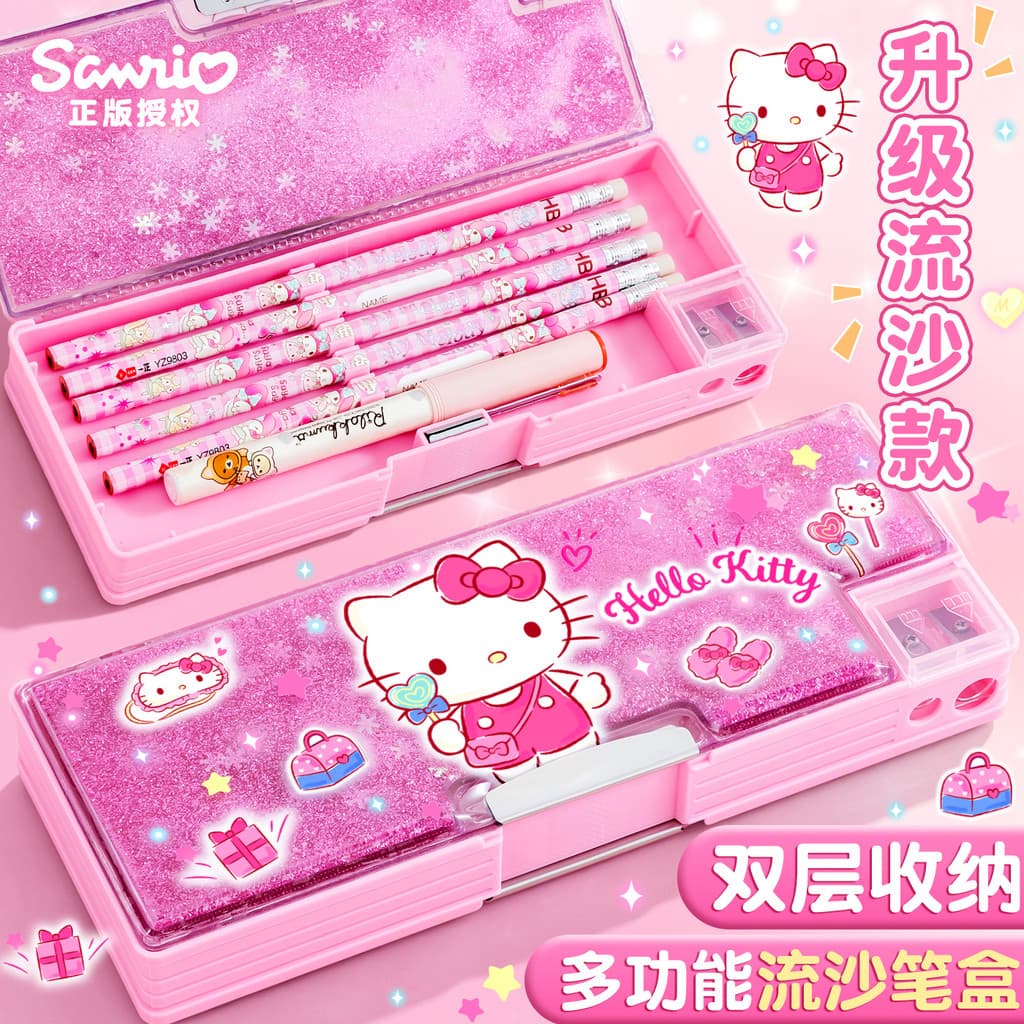 Sanrio Glitter Papelaria Caixa hellokitty Hello Kitty 2026 Estojo multifuncional Meninas Crianças High-End Meninos Jardi