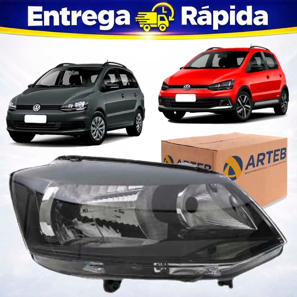 Farol Dianteiro Direito Fox Space Fox 2011 a 2014 Foco Simples Mascara Negra Original