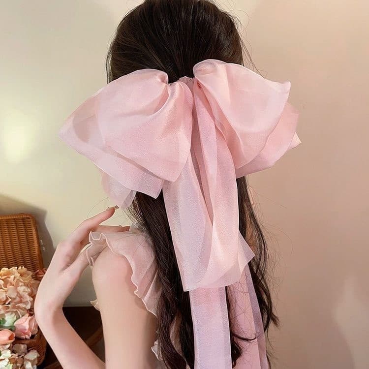 Super Fada Grande Arco Fita Hairpin High-end Doce Princesa Laço De Cabelo Atmosférico Primavera Clipe Headwear