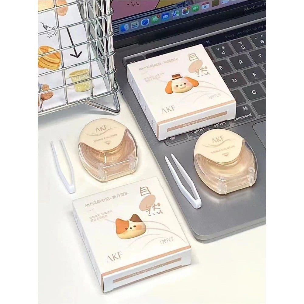Adesivo de pálpebra dupla AKF, estoque pronto, invisível, Natural, sem costura, renda inchada, espuma para os olhos, pel