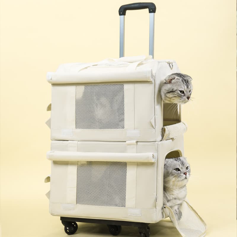 Pet trole caso duplo-Decker ônibus gato saco gato caixa deslizante grande capacidade duas primavera verão respirável bol