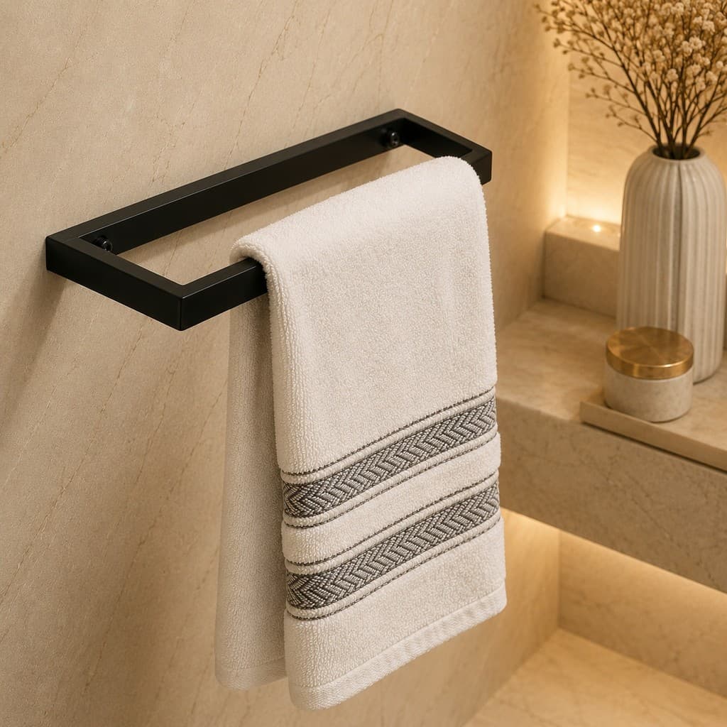 Porta Toalha de Rosto Banheiro Estilo Industrial 30cm Preto Fosco