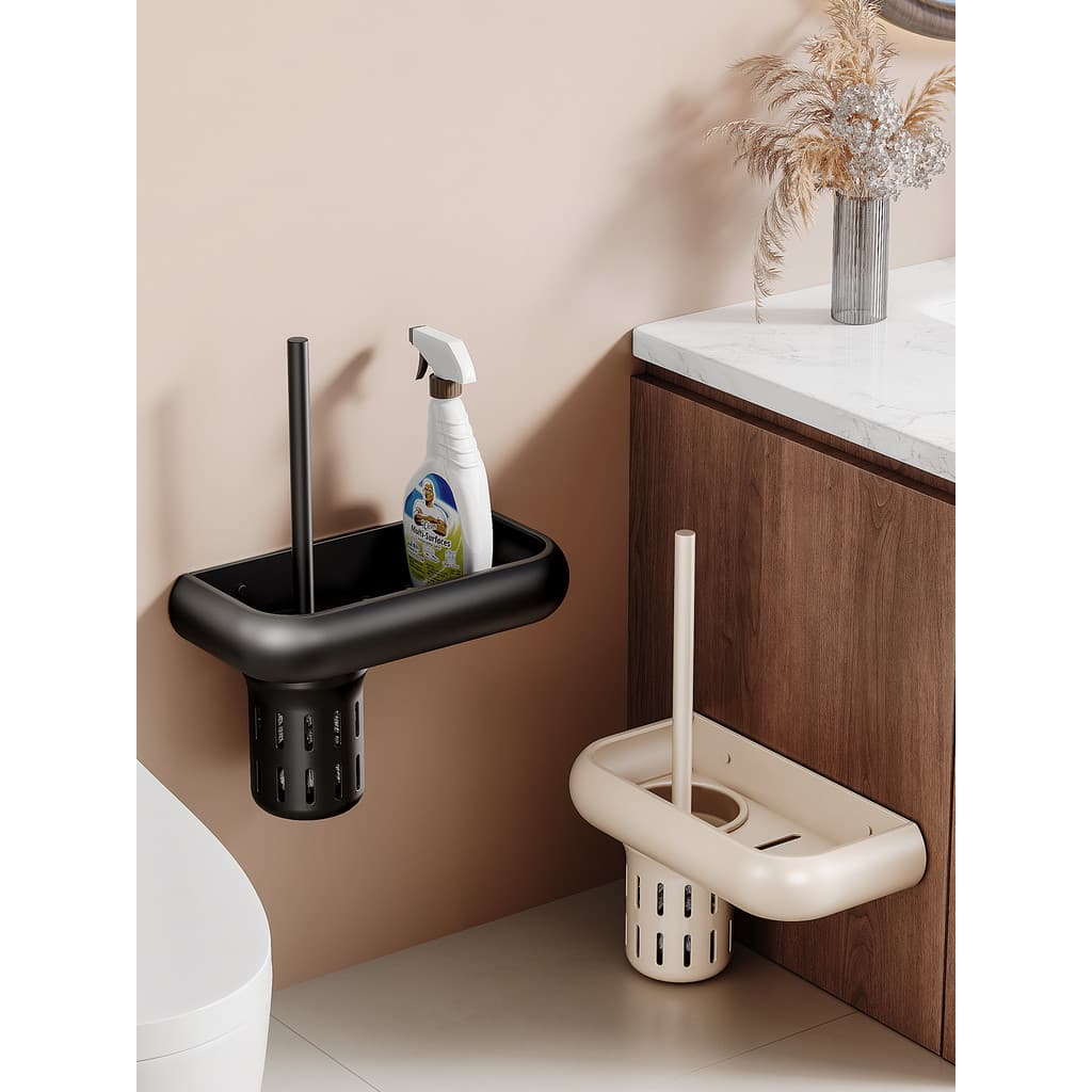 2026 novo estilo escova de vaso sanitário doméstico sem ângulo morto sem perfuração Rack de suspensão de parede ferramen