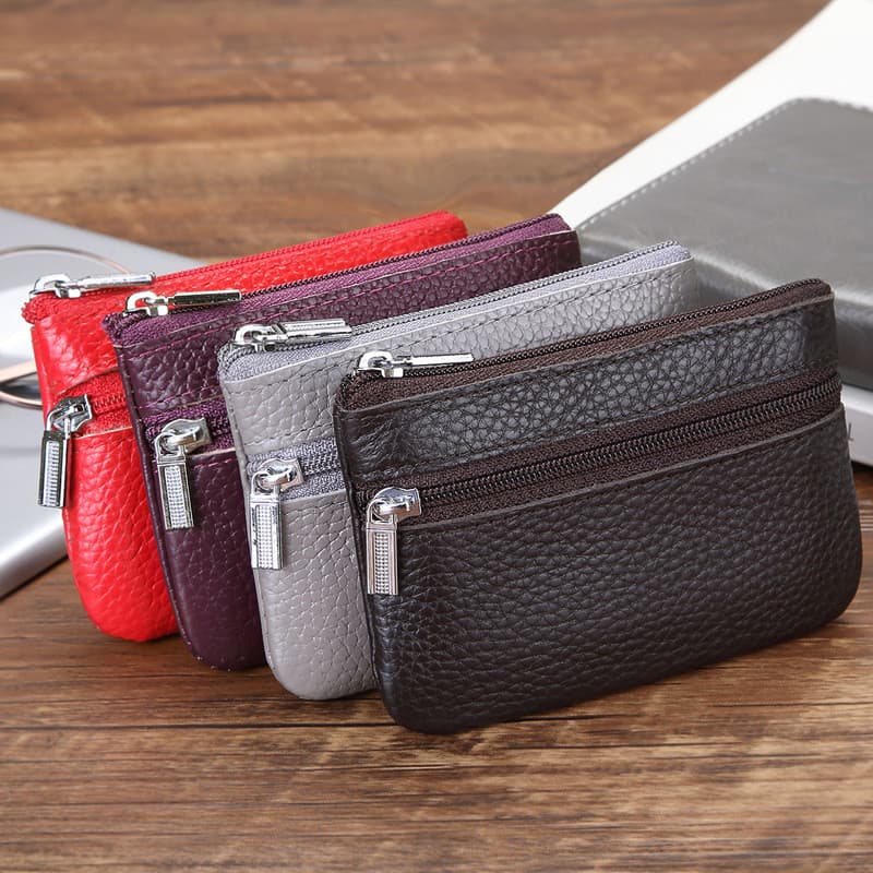 Primeira camada de couro pequena bolsa de moedas versão coreana caso chave cartão de ônibus zíper saco de moedas senhora