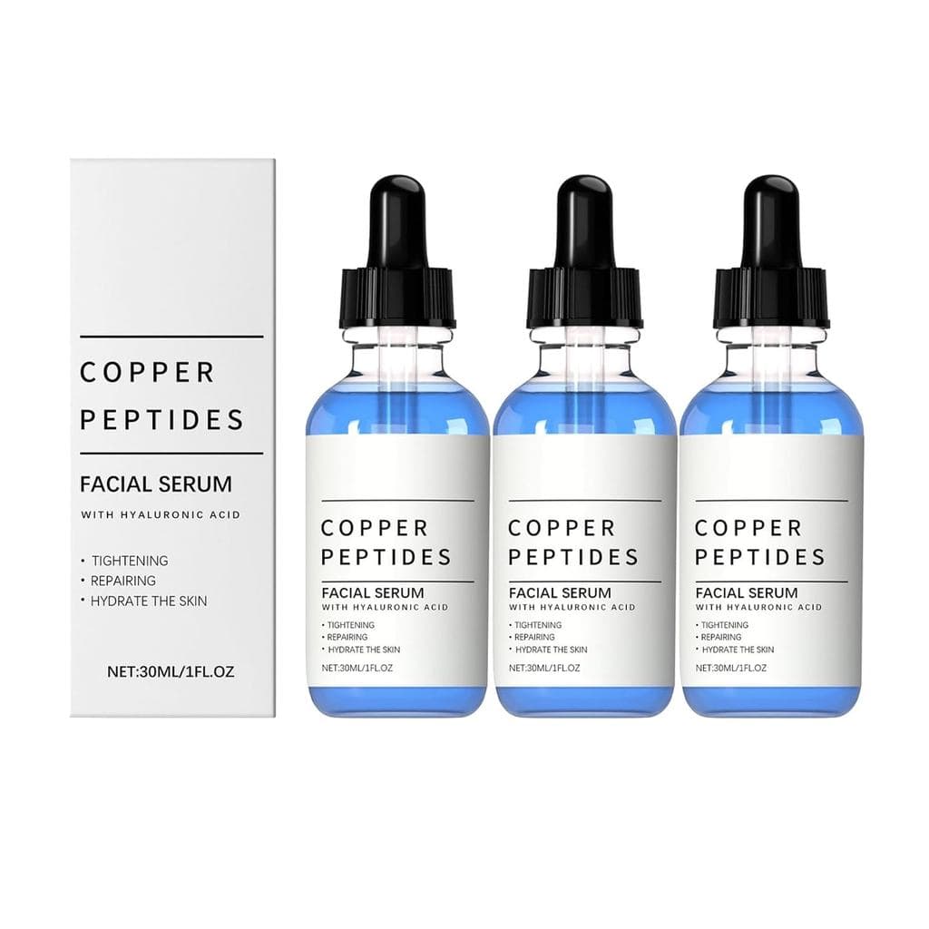 Sérum Facial GHK-CopperPeptide com Ácido Hialurônico - Sérum Anti-Envelhecimento para Rugas, Firmador e Hidratante para