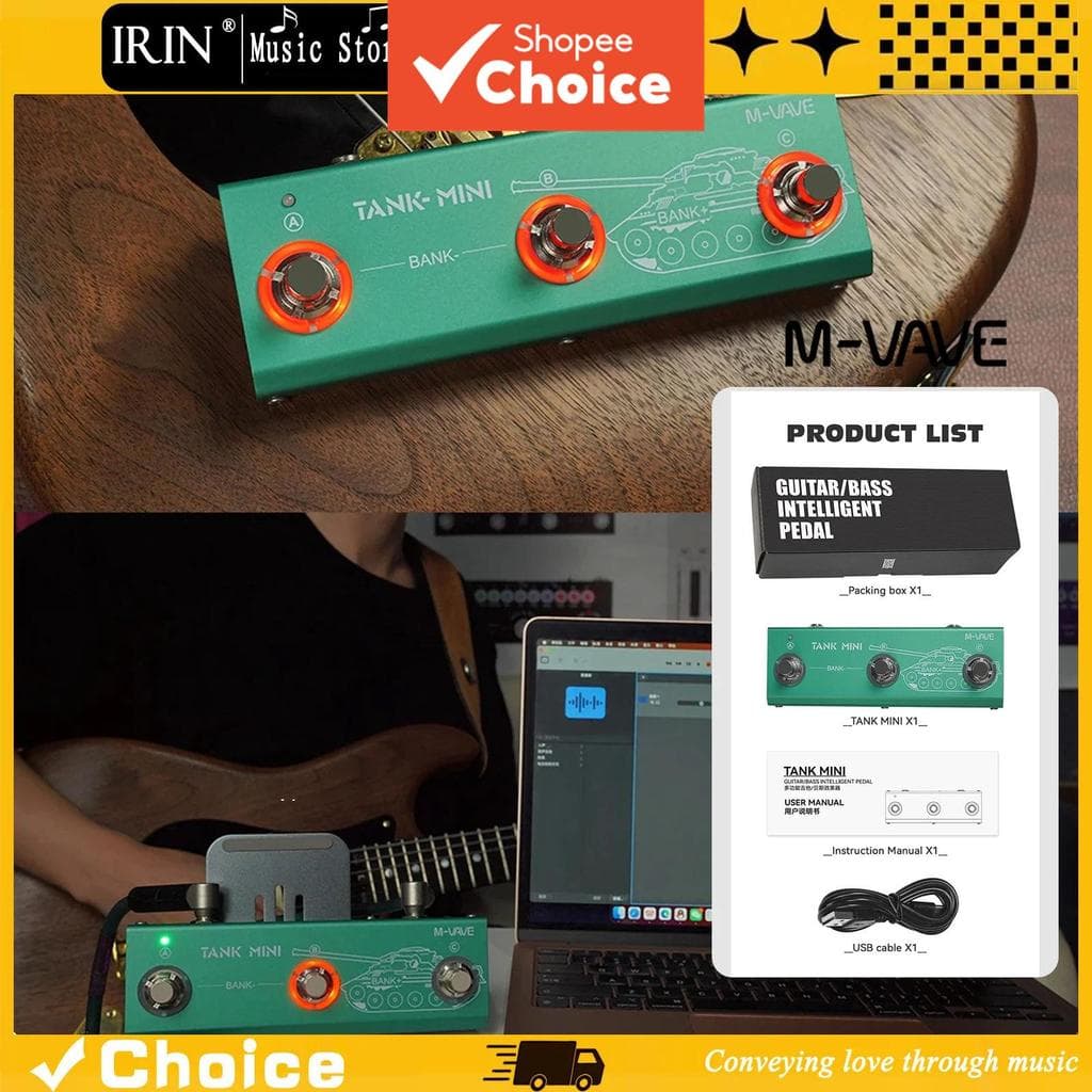 M-VAVE Tank Mini Pedal de Efeitos Multifuncionais para Guitarra, com suporte a IR e gravação OTG, com