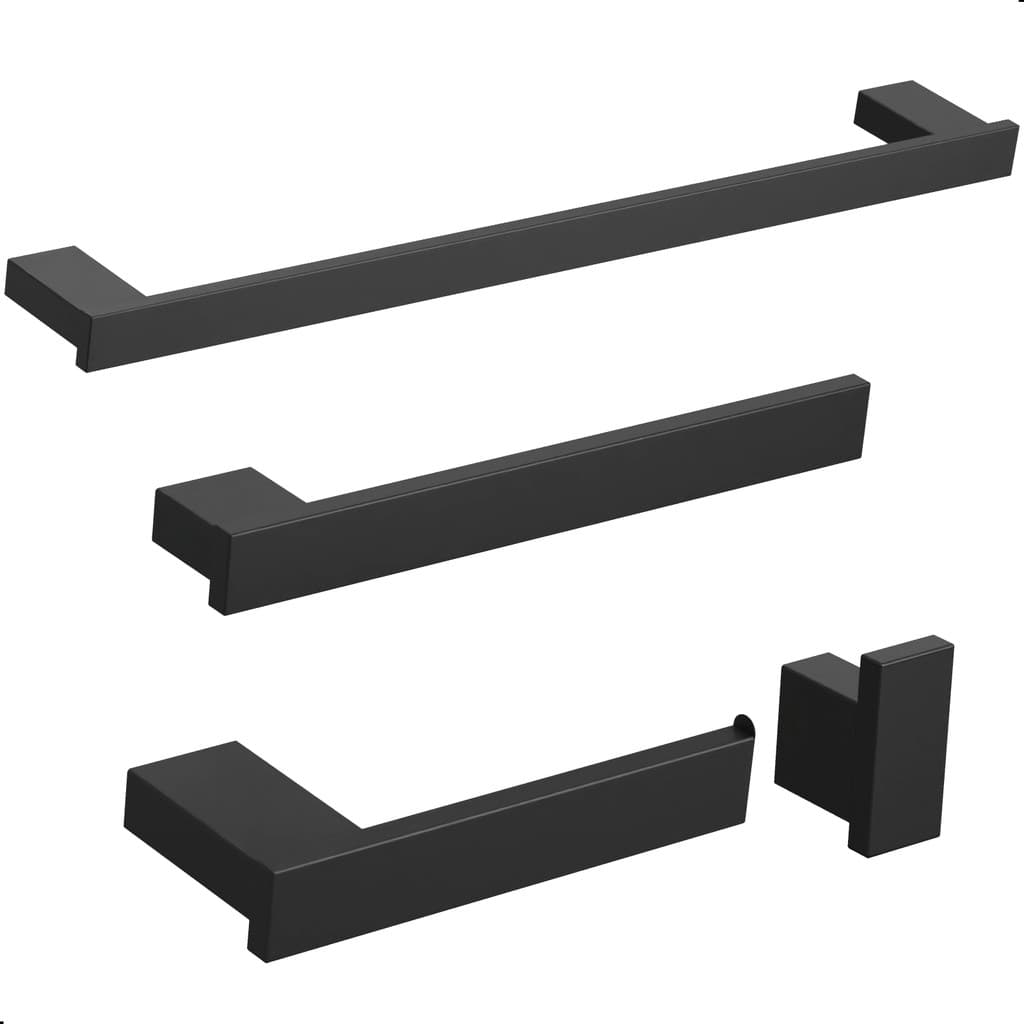 Kit De Acessórios Para Banheiro Preto Fosco Master 4 Peças