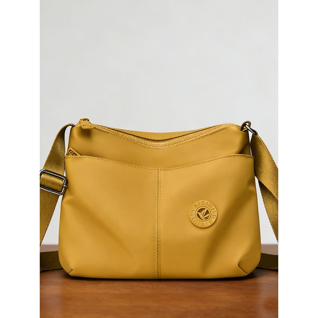 Bolsa mensageiro leve feminina multicamadas, grande capacidade, Casual, bolsa de ombro, Nylon, repelente de água, simple