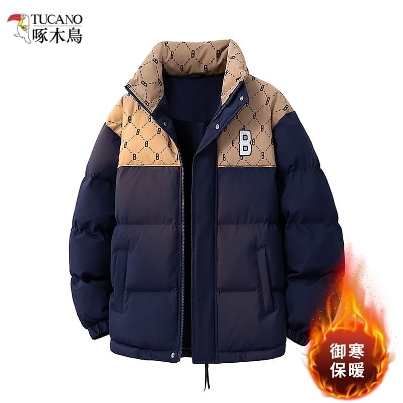Woodpecker genuíno americano gola alta acolchoada jaqueta masculina outono inverno solto Casual All-Match quente acolcho
