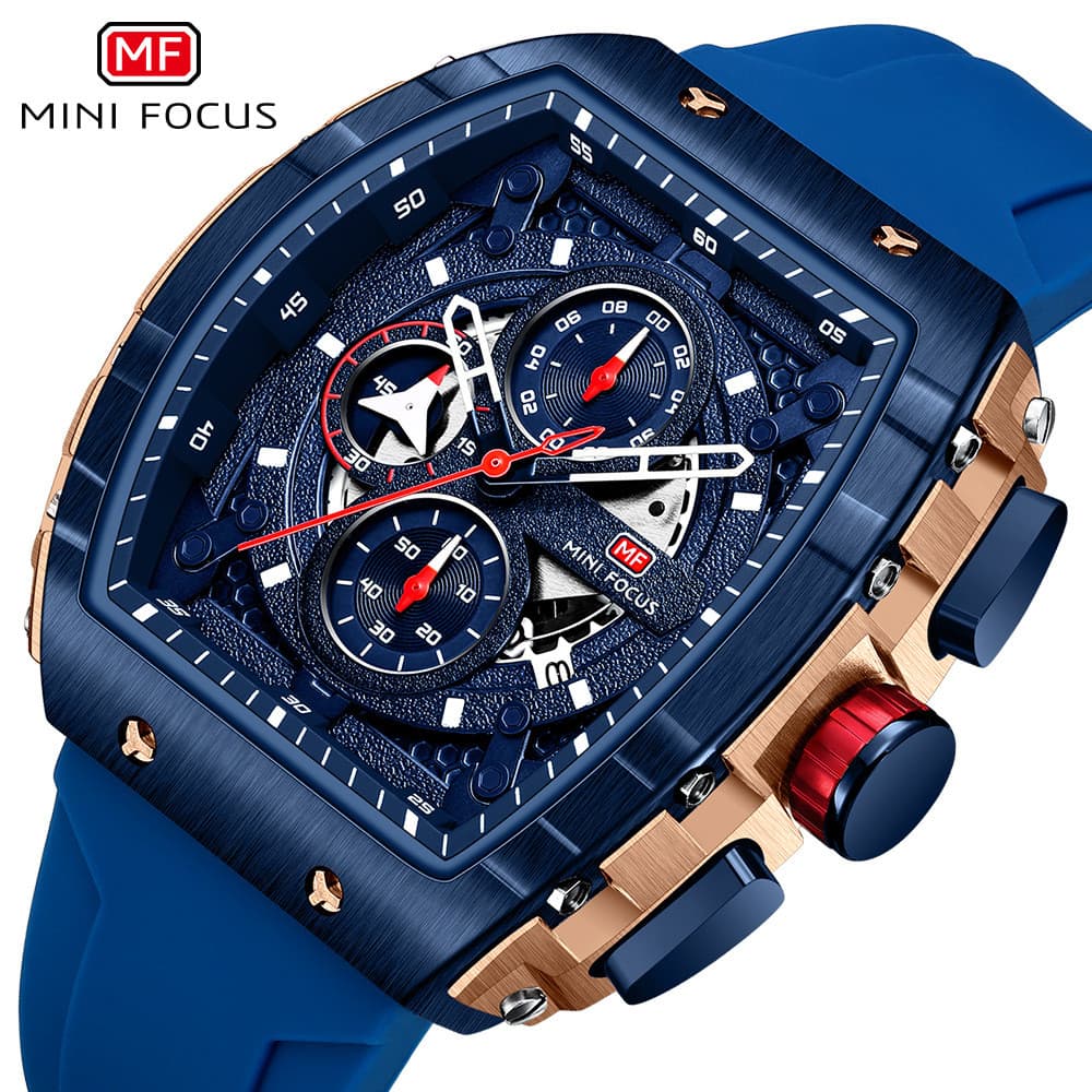 MINI FOCUS Fox Marca Relógio Estilo Ao Ar Livre Barril Relógio Masculino Espelho Curvo Vazio Masculino 0399G
