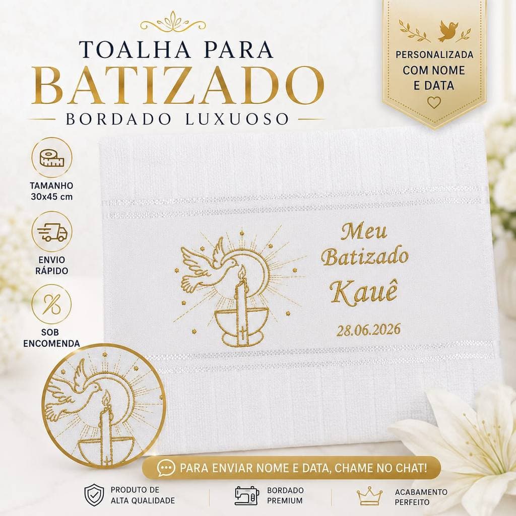Toalha Rosto Lavabo Meu Batizado