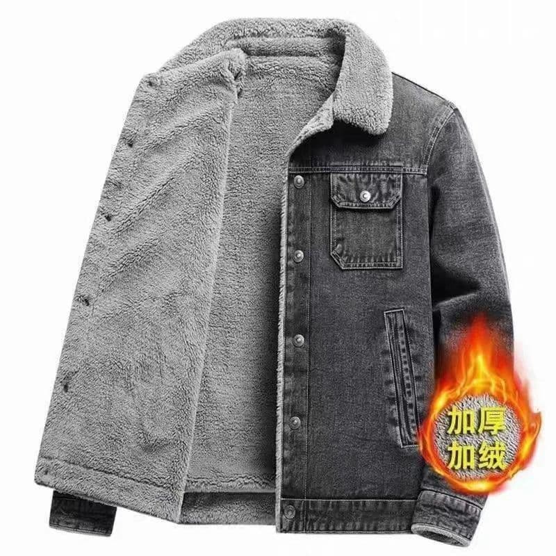 Jaqueta jeans masculina de lã, jaqueta jeans espessada de lã, outono inverno, quente, acolchoada de algodão, Anti-escald