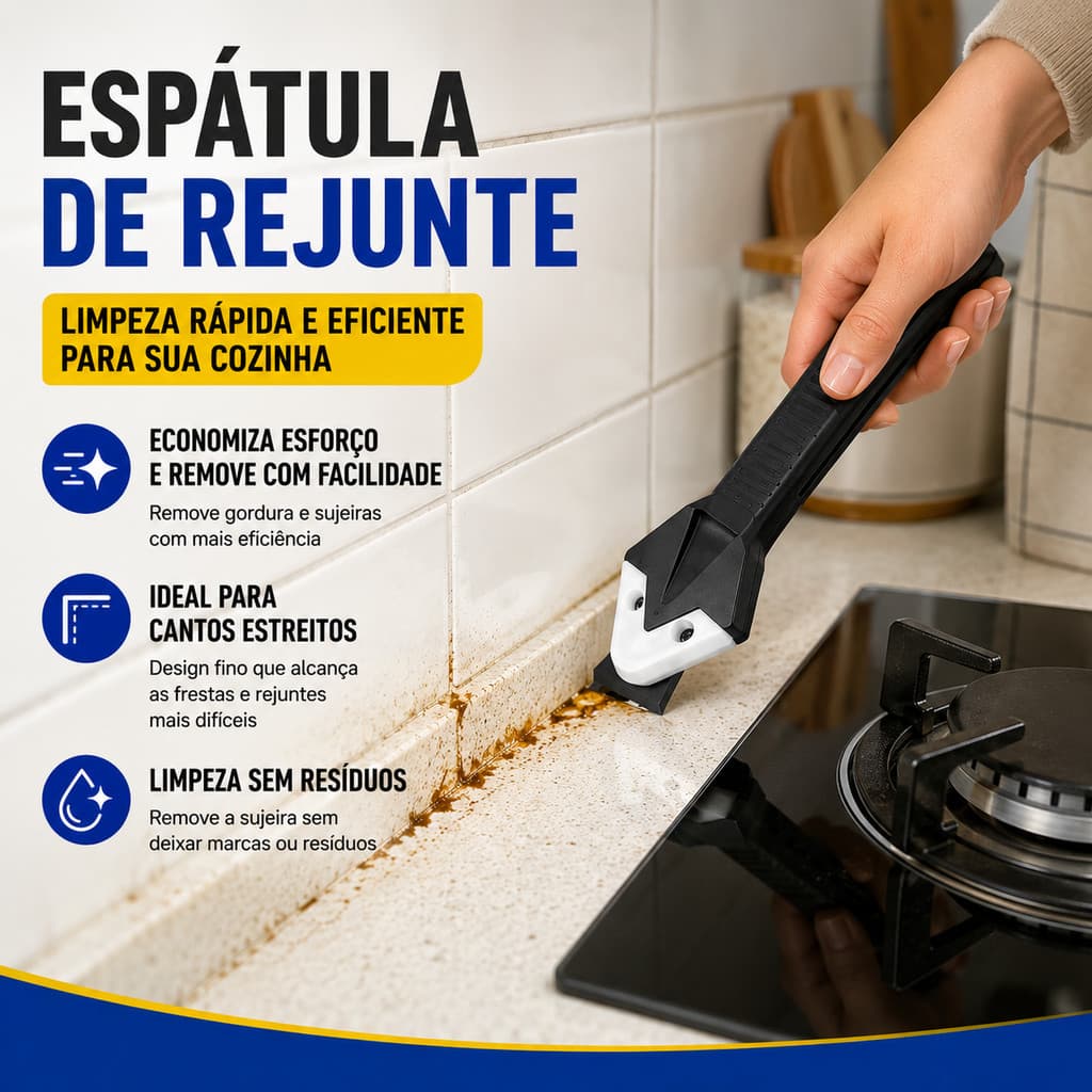 Espátula Rejunte Removedor de Silicone Raspador de Calafetagem para Cozinha Banheiro Pisos e Paredes Uso Seguro