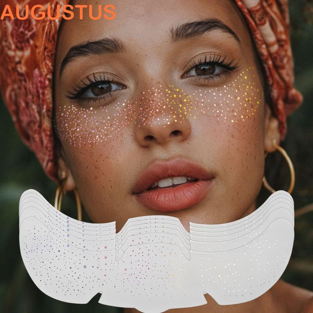 AUGUSTUS 6 Folhas De Adesivos De Sardas Com Glitter , Criativos Falsas À Prova D'água , Faça Você Mesmo