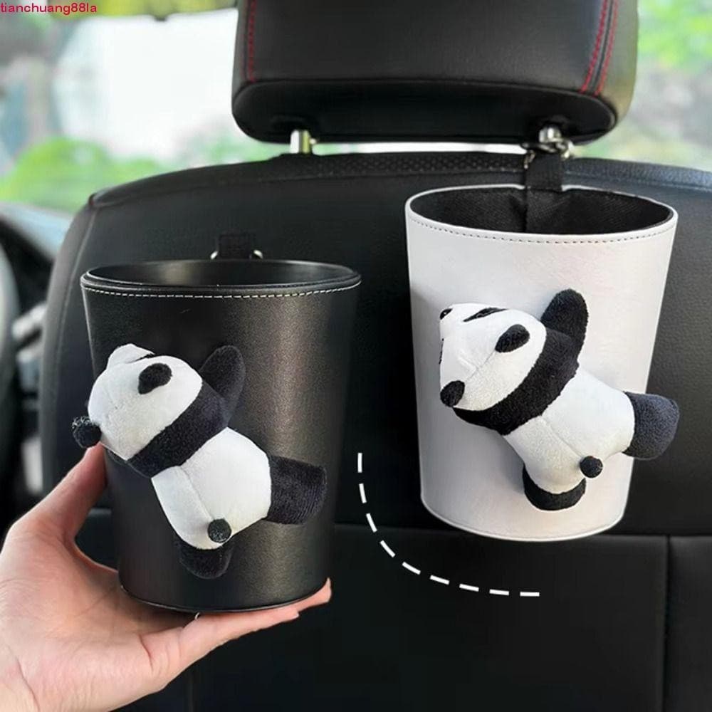 Lixeira De Carro TIANCHUANG , Saco De Lixo Automático De Panda De Desenho Animado Fofo , Balde De Armazenamento Com Orna