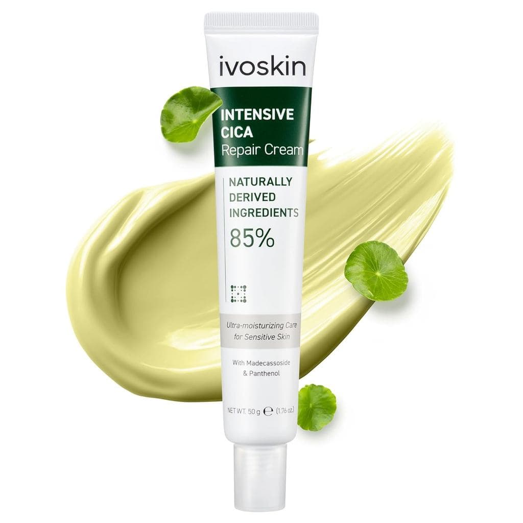 Creme Calmante para Vermelhidão IVOSKIN Cica, hidratante corretivo verde, calmante e hidratante, contém Madecassoside, a