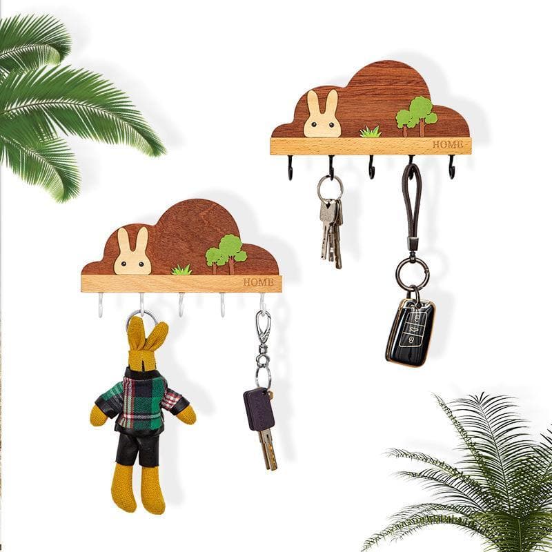 Bonito chave Rack de armazenamento de madeira entrada fixado na parede entrada porta decoração de parede gancho chave se