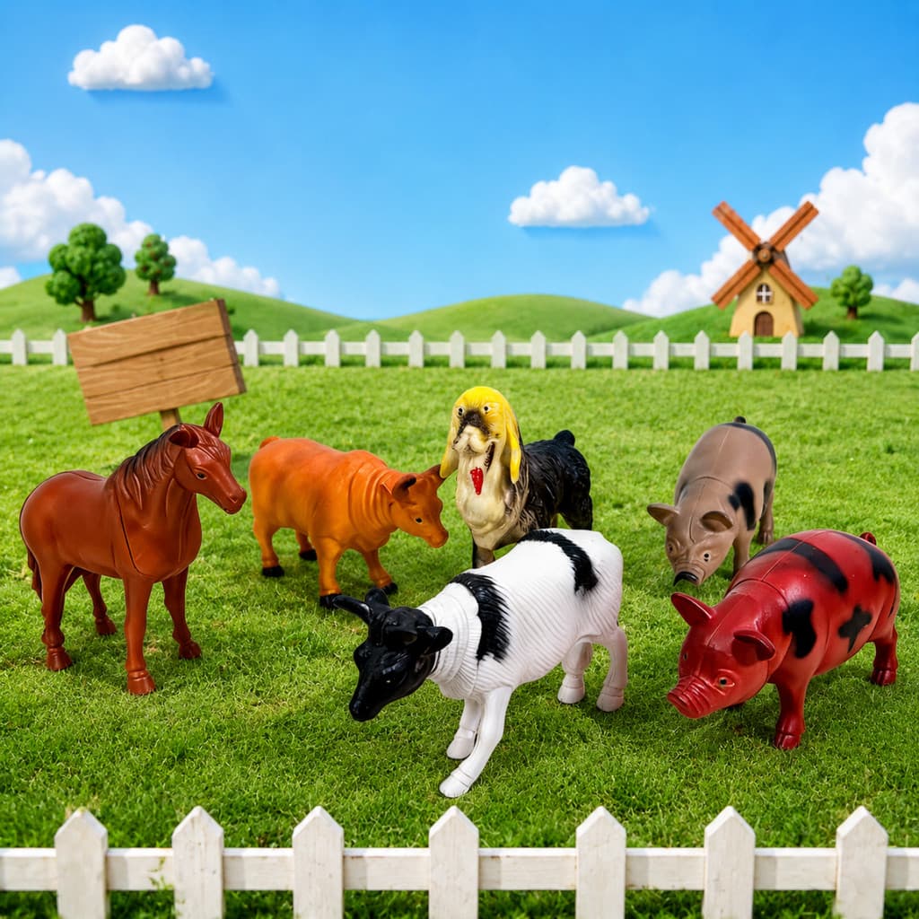 Fazendinha Animais Brinquedo Kit 6 Peças De Borracha Grande Infantil Educativo Coleção Completa Presente Criança M