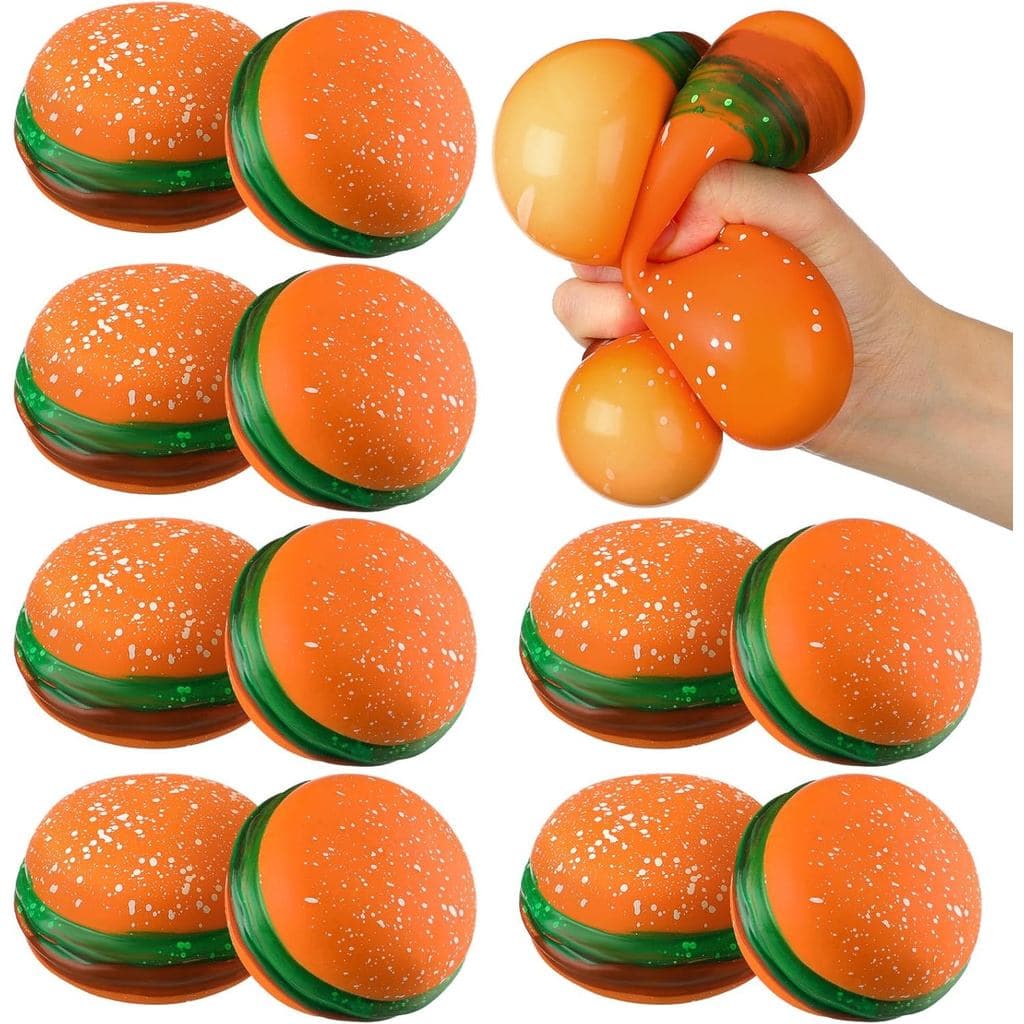 Meooeck, conjunto de 12 brinquedos antiestresse em formato de hambúrguer, adequados para festas de aniversário, presente