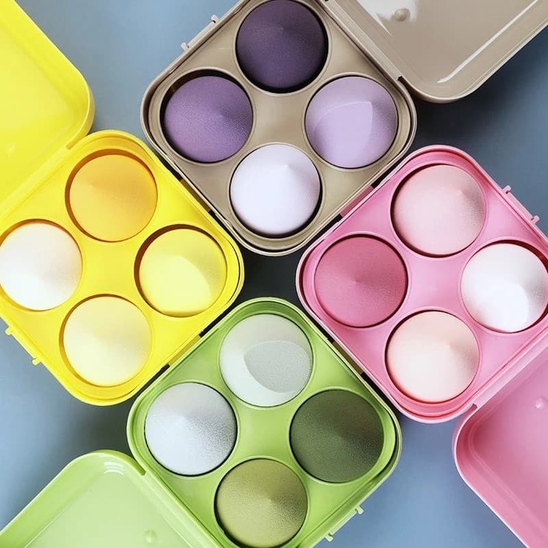 [Preço de Atacado] 4 Esponjas de Maquiagem para Pó / Esponja Cosmética para Uso Seco e Úmido / Esponja para Base e Pó co