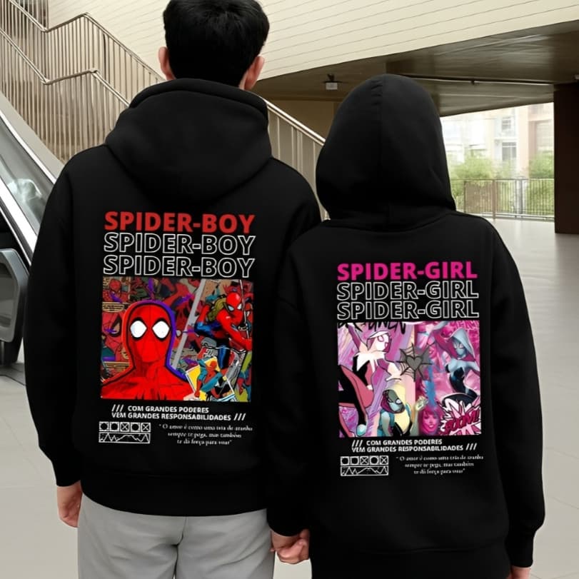 Kit 2 Moletom Canguru Casal Spider Man Homem Aranha Lançamento 2026