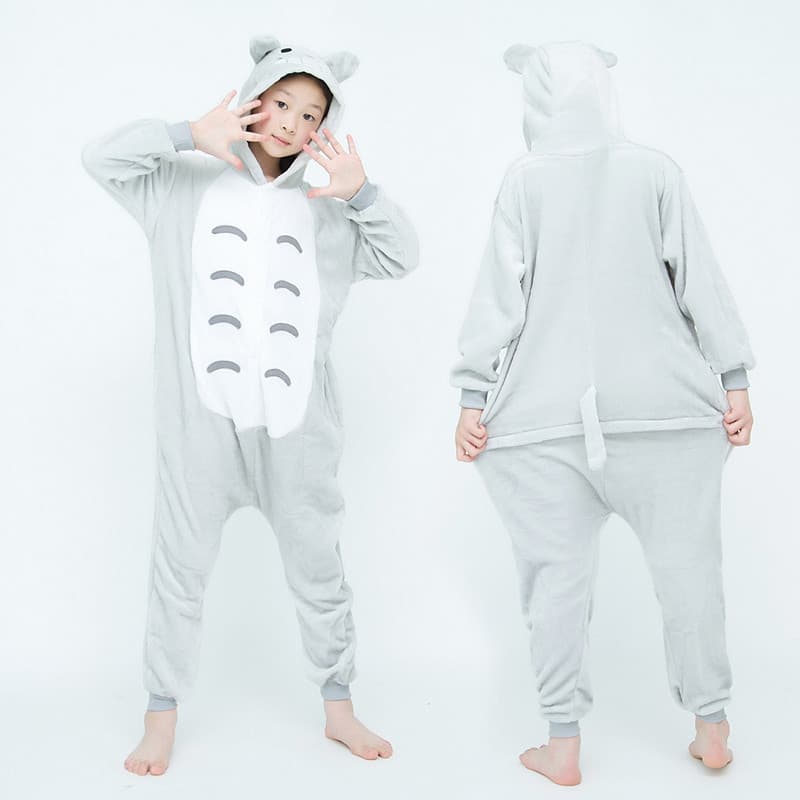 Pijama Infantil Totoro Com Capuz , Fantasia De Cosplay De Animal De Flanela Macia , Roupa De Dormir De Uma Peça Festa De