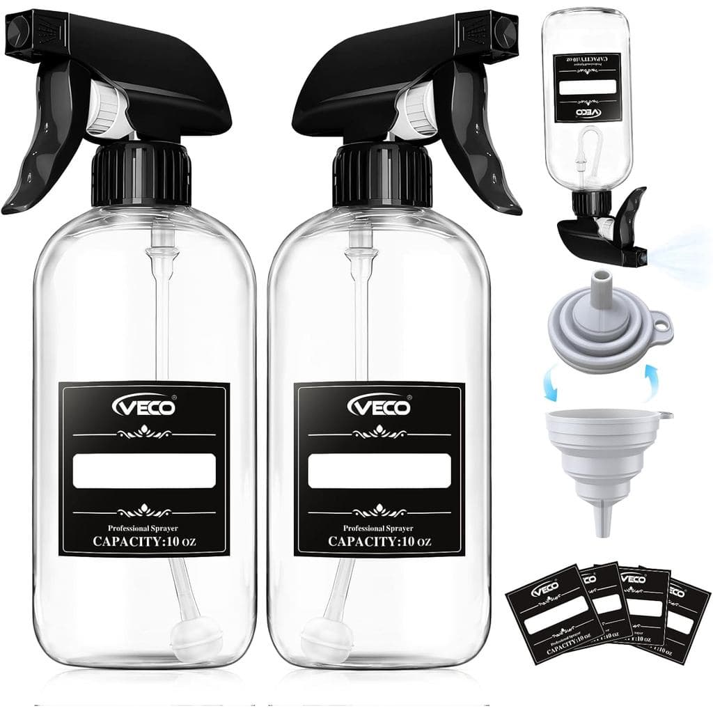 Veco 300mL (10oz) 360 °   Frascos Pulverizadores, Pacote com 2 — Bico Ajustável, Frascos Pulverizadores à Prova de Vazam