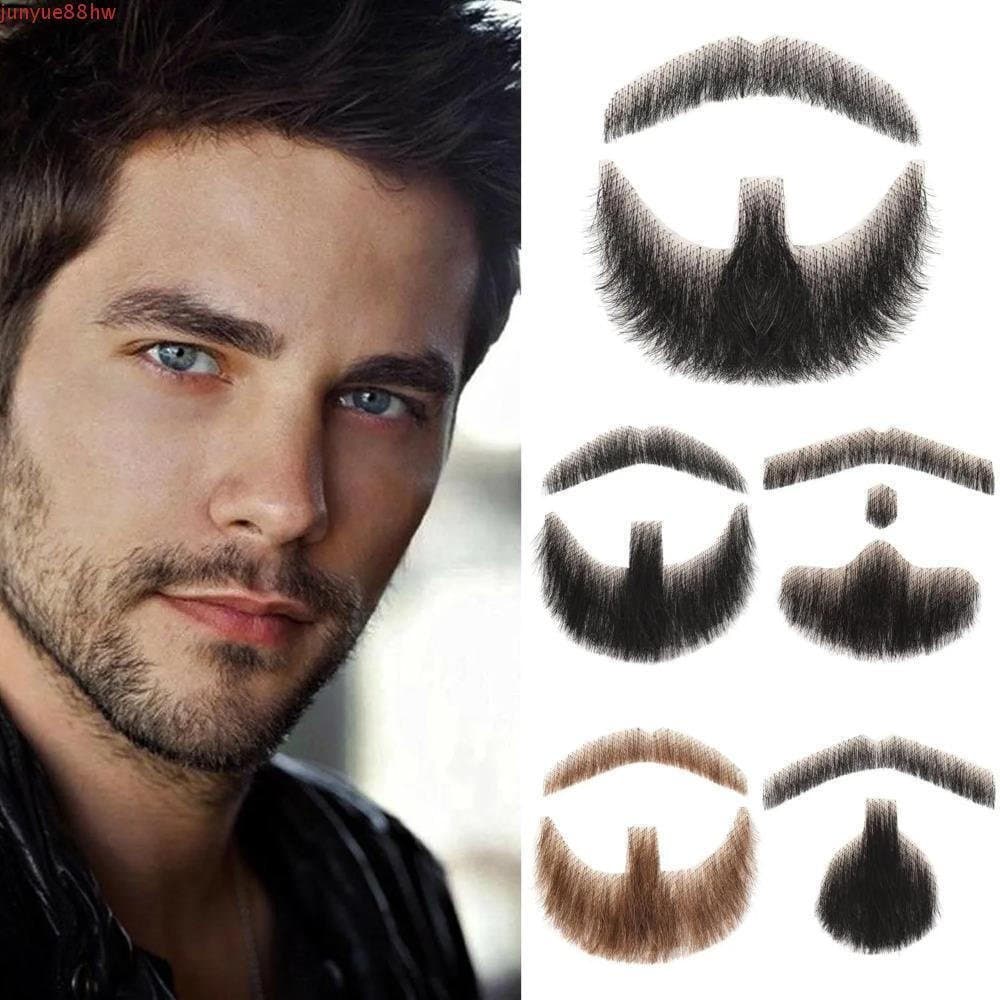 JUNYUE Maquiagem Barba Falsa , De Cabelo Humano Artesanal Fantasia , Malha De Renda Preto Marrom Bigode Falso Realista