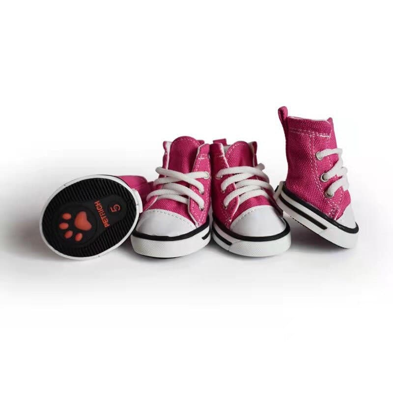 4 Pares de Sapatos para Cães em Lona Denim Antiderrapantes, Sapatos Impermeáveis, Tênis Respiráveis, Botas para Cães par