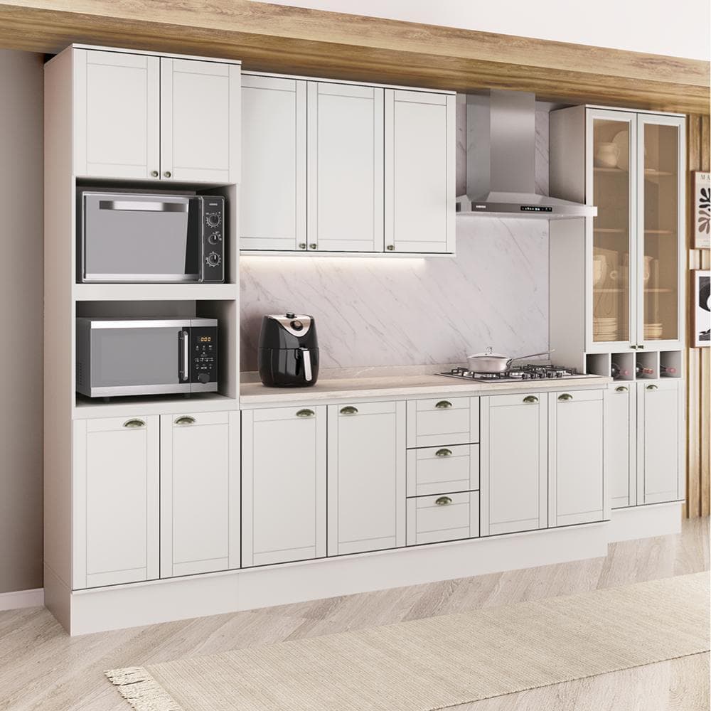 Armário de Cozinha Completa com Balcão Milla Open Liz Carraro Branco