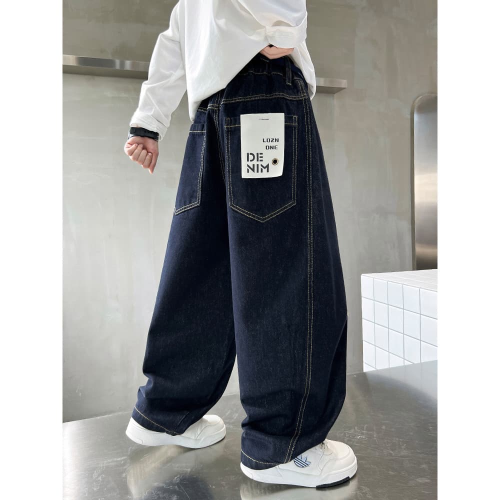 Calças de brim para meninos roupas sazonais novo estilo primavera outono calças infantis macias médias grandes calças co