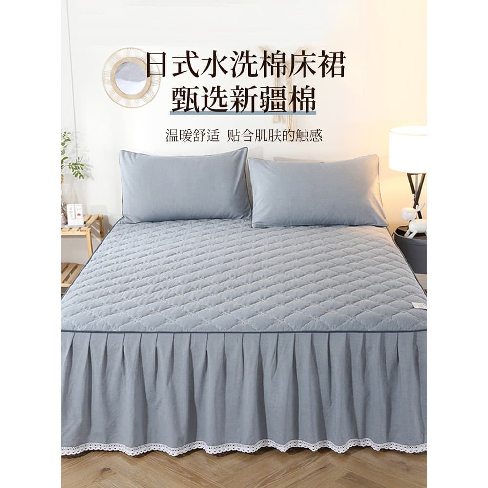 2026 novo estilo classe A puro algodão lavado saia de cama única peça 100 algodão High-End engrossado colcha acolchoada