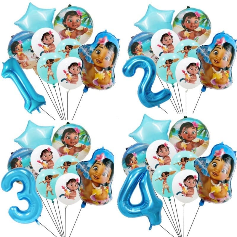 9 Pçs/Set Moana Princesa Balões Decoração De Festa De Aniversário Conjunto De Número De 32 Polegadas Chá De Bebê Maui Ba