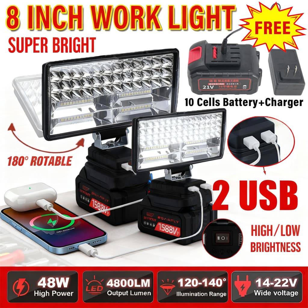 Luminaria De Trabalho Luz LED 3 Polegadas Forte Portátil Para Makita e Reparo De Carro Emergência