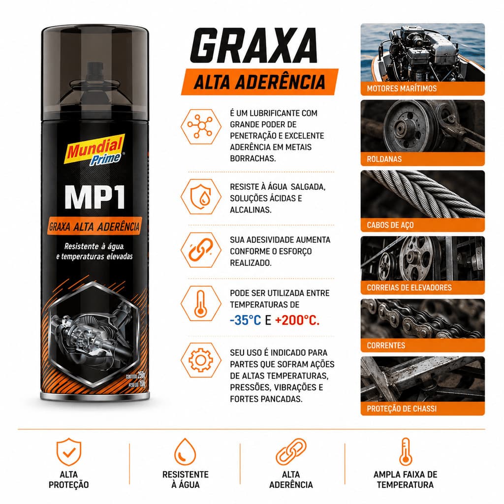 Graxa Alta Aderência Spray Lubrificante Multiuso Rolamento Engrenagem