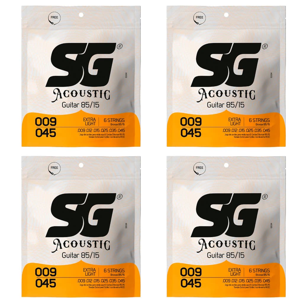 Kit 4 Encordoamento P/Violão Aço Bronze 85/15  0.009 SG