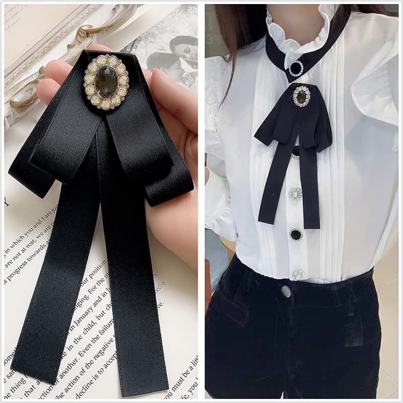 Colar preto flor feminino gravata borboleta acessórios de roupas camisola camisa gravata borboleta pino gravata All-matc