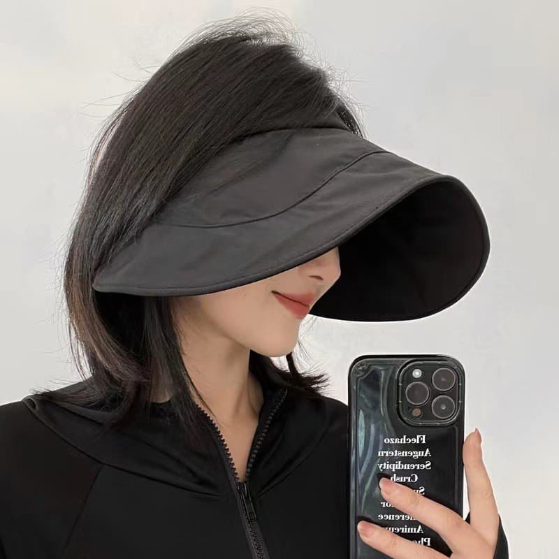 Verão novo estilo Anti-ultravioleta dobrável chapéu pára-sol rolo de ovo leve portátil vazio superior respirável proteto