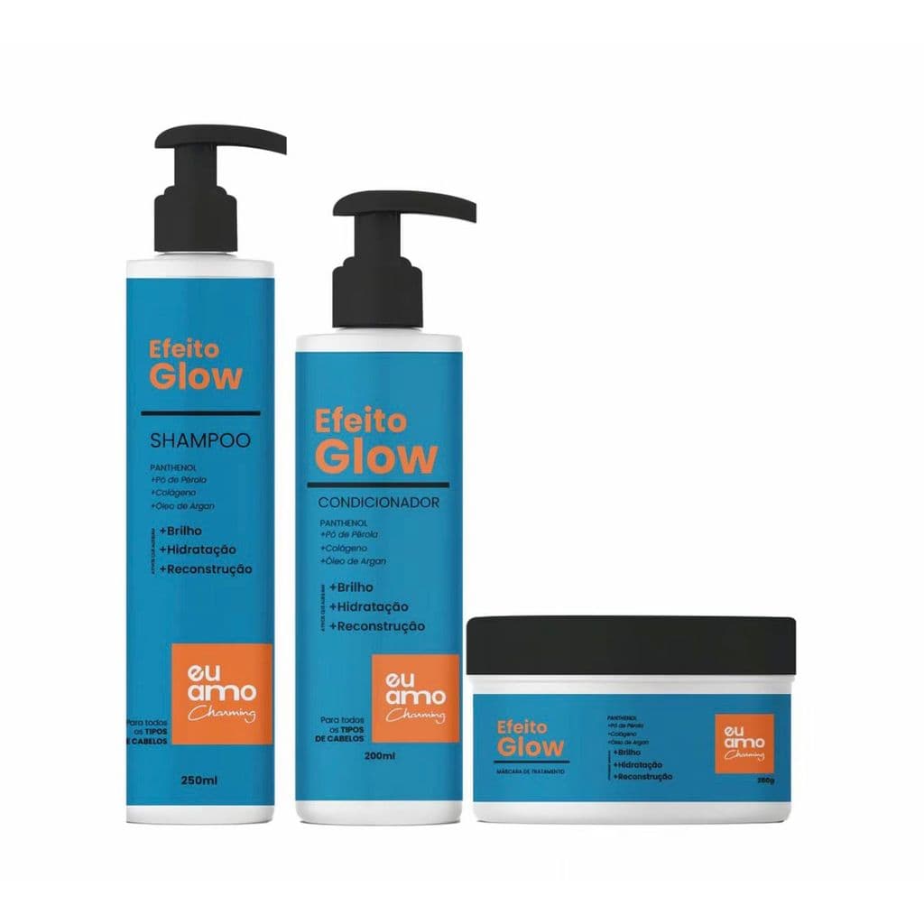 Kit Tratamento Argan Efeito Glow Completo Hidratação Capilar Cless Shampoo Cond Máscara Tratamento
