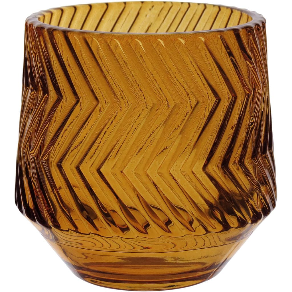 Castiçal Decorativo Porta Vela Home&Co Vidro 8x8x8cm Âmbar