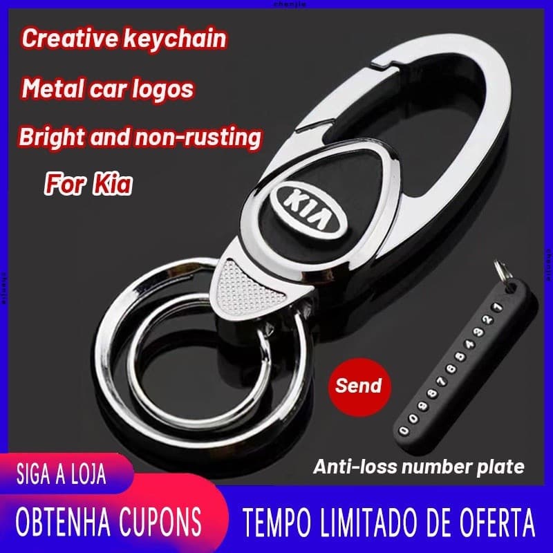 Chaveiro de metal com logotipo de carro em couro criativo de alta qualidade, adequado para os novos modelos da Kia: Pica