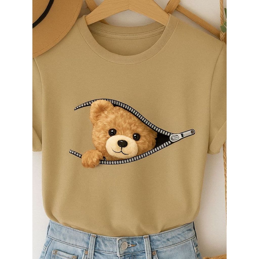Camiseta Feminina e Masculina Urso Fofo 100% Algodão Premium Envio Rapido