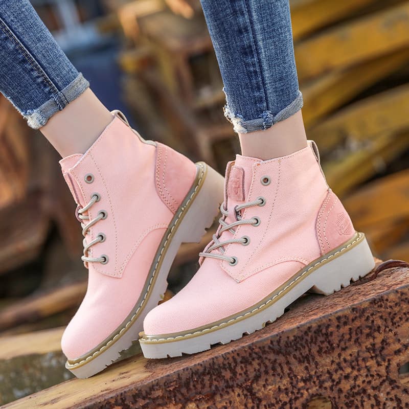 Mori botas curtas femininas sapatos de lona de cano médio sapatos femininos confortáveis botas Martin respiráveis moda s