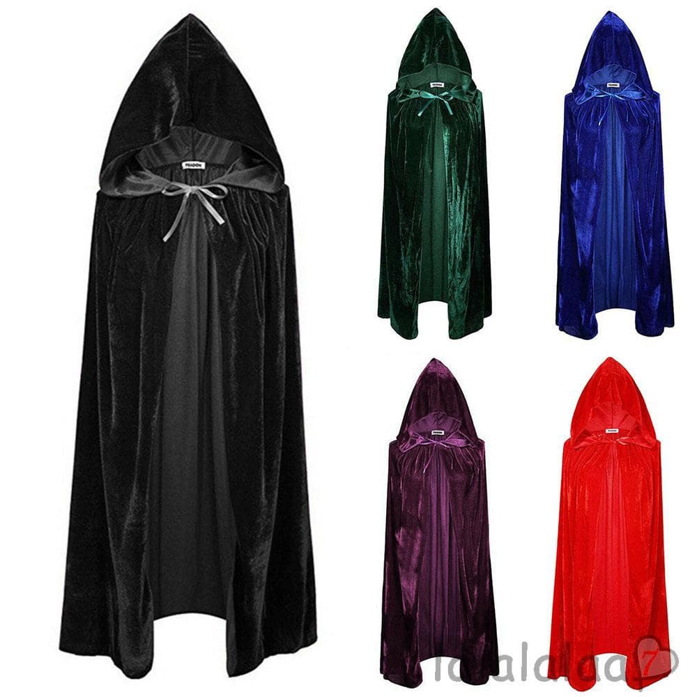 Capa de Veludo para Adultos, Fantasia Medieval com Capuz, Bruxa Wicca, Fantasia de Vampiro, Casacos de Halloween 5 7UM5