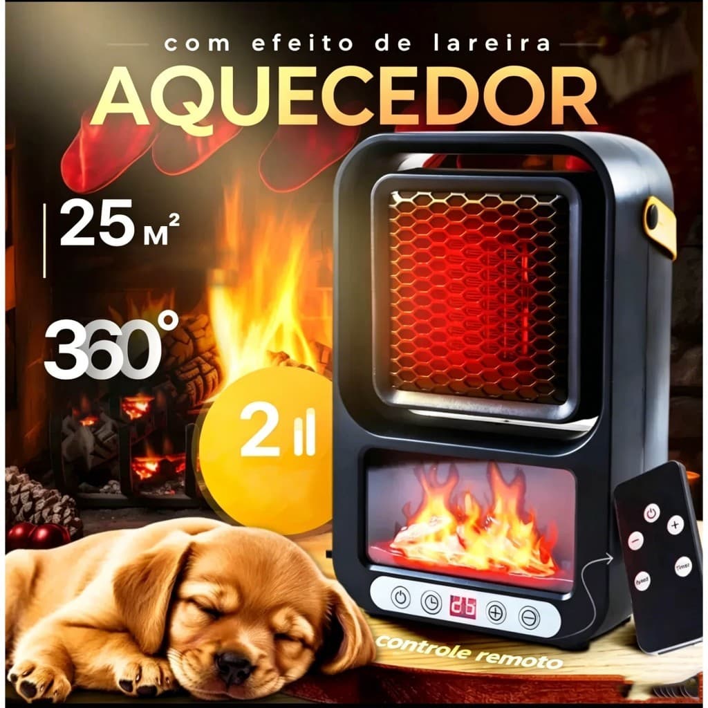 Aquecedor de Ar Portátil 1600W com Segurança e Calor Rápido para Ambientes