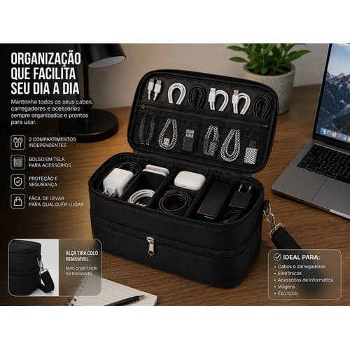 Bolsa Organizadora Cabos Carregadores Eletrônicos Tech