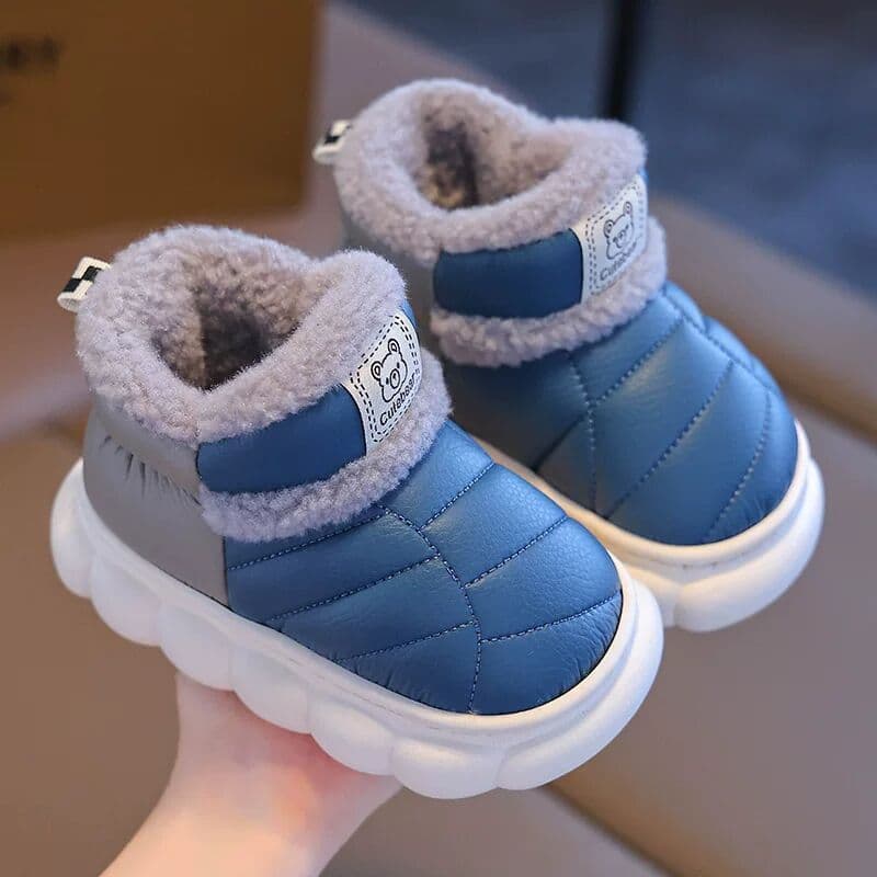 Crianças calcanhar chinelos de algodão à prova dwaterproof água inverno meninos meninas interior casa mantendo quente ve