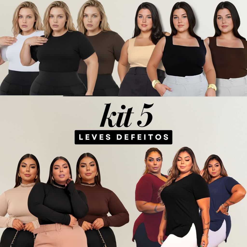 Kit 5 blusas feminina plus size com MÍNIMOS DEFEITOS, baby tee canelada, regata, gola alta, camisetas